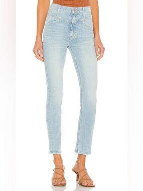 Mother Denim The Dazzler Yoke Front Ankle in Lots of Free Hugs light wash jeans